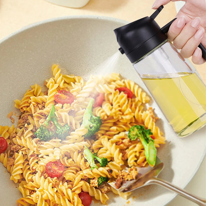 2in1 500ml Plastic Spray Oil Sprayer Bottle Spray Oil Dispenser Oil Jar Cruet BBQ Kitchen Baking Roasting Picnic Kitchen Tool